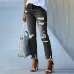 Pencil Pants Ripped Slim Fit High Waist Vintage Stretch Blue Jeans-Skinny Jeans-Arimonz-Black-S-Arimonz