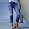 Pencil Pants Ripped Slim Fit High Waist Vintage Stretch Blue Jeans-Skinny Jeans-Arimonz-Dark Blue-S-Arimonz