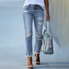 Pencil Pants Ripped Slim Fit High Waist Vintage Stretch Blue Jeans-Skinny Jeans-Arimonz-Arimonz