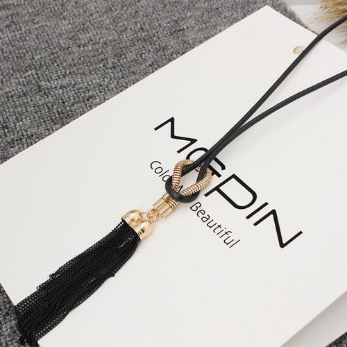 Pendant Necklace Tassel Long Winter Sweater Chain Necklace-Necklaces-Arimonz-Arimonz