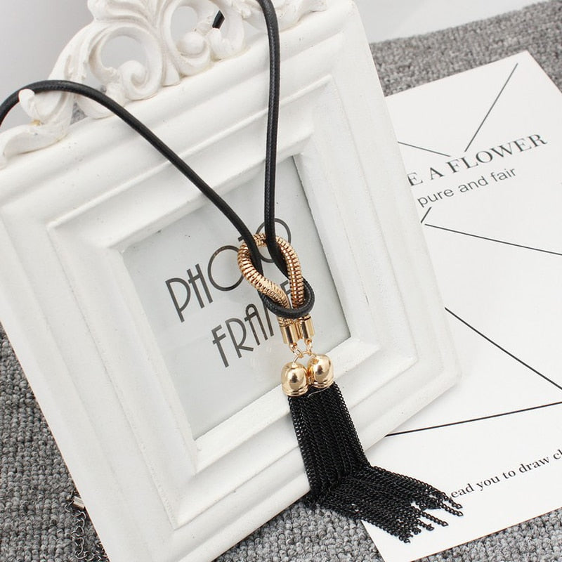 Pendant Necklace Tassel Long Winter Sweater Chain Necklace-Necklaces-Arimonz-Arimonz