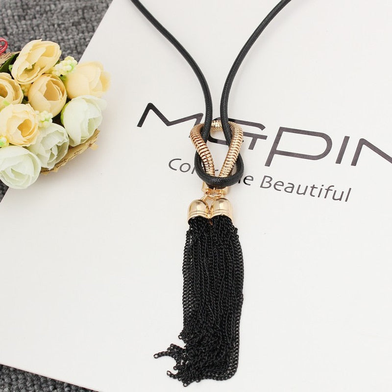 Pendant Necklace Tassel Long Winter Sweater Chain Necklace-Necklaces-Arimonz-Arimonz