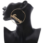 Personality Hoop Earrings-Earrings-Arimonz-Circle with Femme-Arimonz
