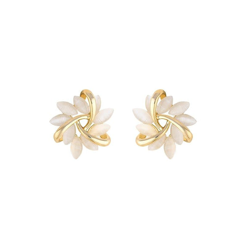 Petal Circle Stud Earrings For Women Elegant and Exquisite Opal Earrings-Earrings-Arimonz-Arimonz