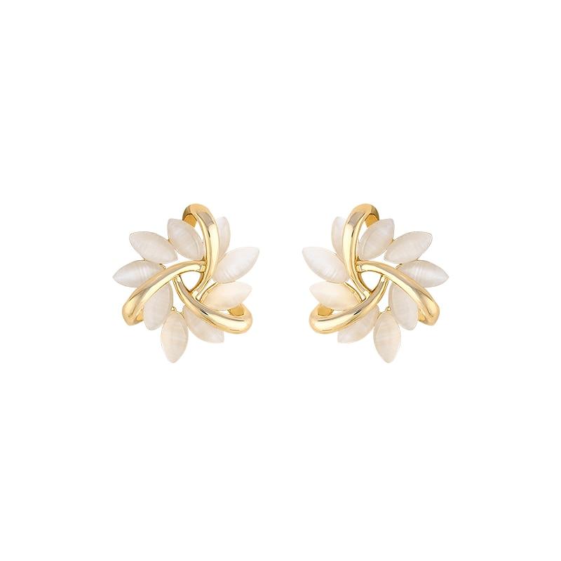 Petal Circle Stud Earrings For Women Elegant and Exquisite Opal Earrings-Earrings-Arimonz-Arimonz