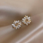 Petal Circle Stud Earrings For Women Elegant and Exquisite Opal Earrings-Earrings-Arimonz-Arimonz