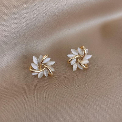 Petal Circle Stud Earrings For Women Elegant and Exquisite Opal Earrings-Earrings-Arimonz-Arimonz