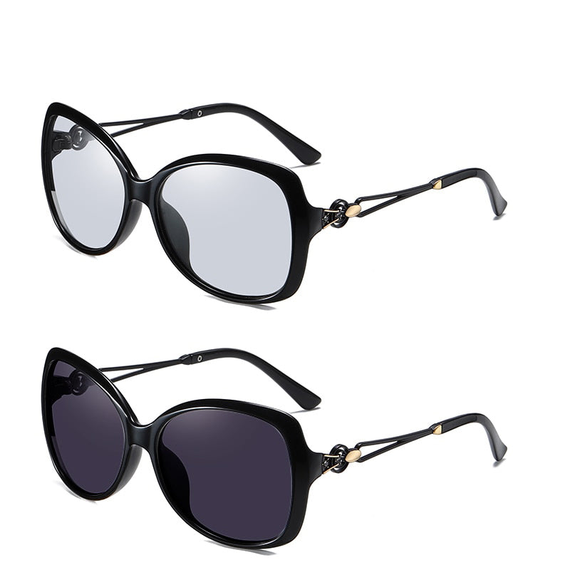 Photochromic Polarized Lady Sunglasses Vintage Big Shades For Women-Sunglasses-Arimonz-Black-gray lens-Arimonz