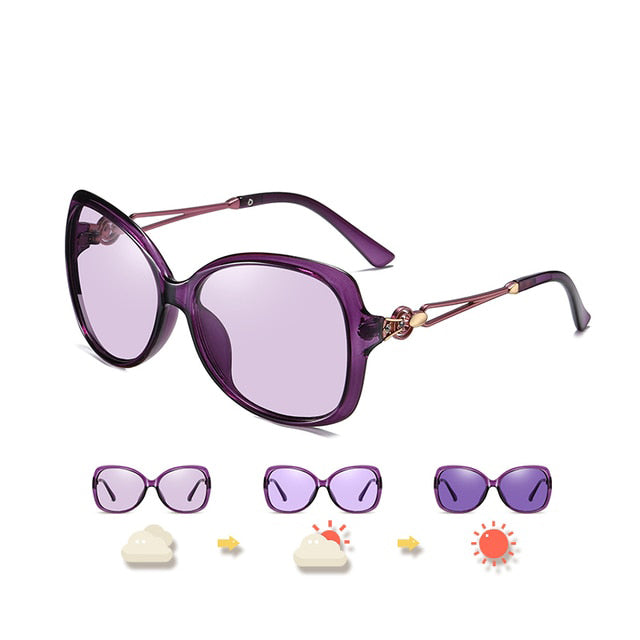 Photochromic Polarized Lady Sunglasses Vintage Big Shades For Women-Sunglasses-Arimonz-Purple-purple lens-Arimonz