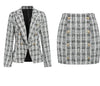 Plaid Blazer Double Breast Blazer & Skirt-Wear To Work Sets-Arimonz-Arimonz