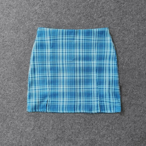 Plaid Pencil Skirts Women's High Waist Mini Skirts Lining With Shorts-Skirts-Arimonz-Arimonz