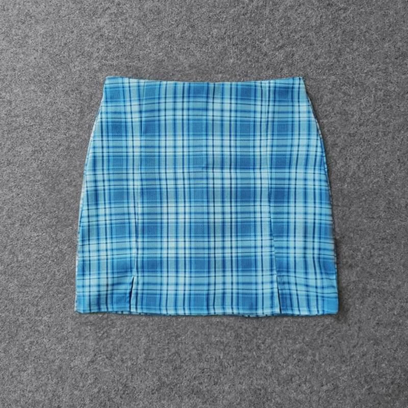 Plaid Pencil Skirts Women's High Waist Mini Skirts Lining With Shorts-Skirts-Arimonz-Arimonz