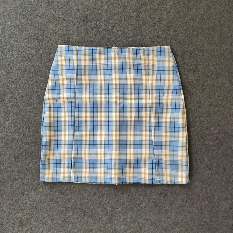 Plaid Pencil Skirts Women's High Waist Mini Skirts Lining With Shorts-Skirts-Arimonz-Arimonz