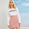 Plaid Side Slit Skirt-Skirts-Arimonz-Arimonz