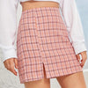 Plaid Side Slit Skirt-Skirts-Arimonz-Arimonz