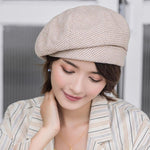 Plaid Vintage Octagonal Casual Autumn Girl Cap Panama Women Wool Beret-Winter Hats-Arimonz-Khaki-Arimonz
