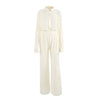Pleated Wide Leg Pants Women Casual Loose Trousers Office Long Pants-Wear To Work Sets-Arimonz-Beige Suit-S-Arimonz