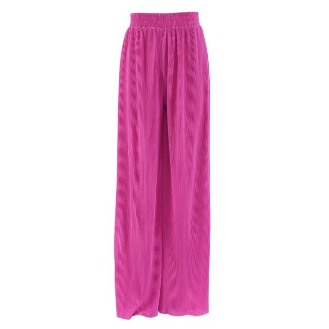 Pleated Wide Leg Pants Women Casual Loose Trousers Office Long Pants-Wear To Work Sets-Arimonz-Hot Pink Pants-S-Arimonz