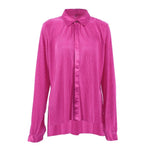 Pleated Wide Leg Pants Women Casual Loose Trousers Office Long Pants-Wear To Work Sets-Arimonz-Hot Pink Shirt-S-Arimonz
