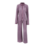 Pleated Wide Leg Pants Women Casual Loose Trousers Office Long Pants-Wear To Work Sets-Arimonz-Lavender-S-Arimonz