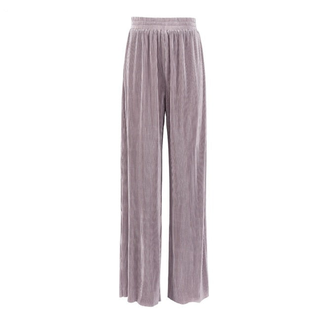 Pleated Wide Leg Pants Women Casual Loose Trousers Office Long Pants-Wear To Work Sets-Arimonz-Taro Pink Pants-S-Arimonz