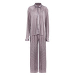 Pleated Wide Leg Pants Women Casual Loose Trousers Office Long Pants-Wear To Work Sets-Arimonz-Taro Pink Suit-S-Arimonz