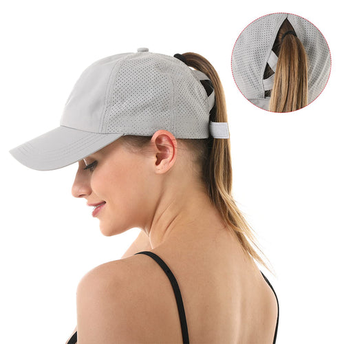 Ponytail Baseball Caps Women Criss Cross Messy Bun Snapback Hat-Women's Caps-Arimonz-Arimonz