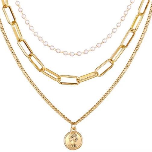 Portrait Multi Layer Pearl Necklace-Necklaces-Arimonz-12-Arimonz