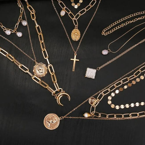 Portrait Multi Layer Pearl Necklace-Necklaces-Arimonz-Arimonz