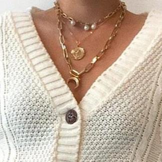 Portrait Multi Layer Pearl Necklace-Necklaces-Arimonz-Arimonz