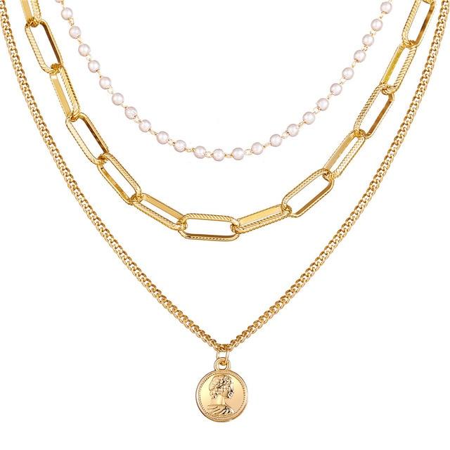 Portrait Multi Layer Pearl Necklace-Necklaces-Arimonz-6-Arimonz