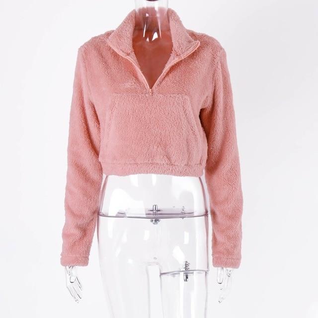 Pullovers - Cropped Pullover With Pocket