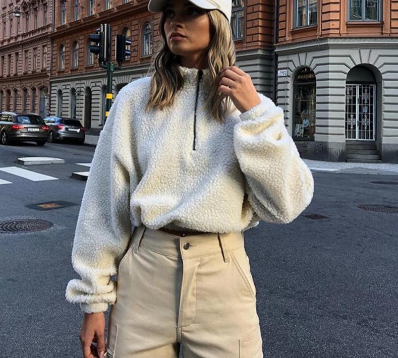 Pullovers - Faux Lambswool Pullover Crop Top