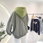 Pullovers - Patchwork Oversize Sweatshirt Casual Loose Thick Long Sleeve Hoodies