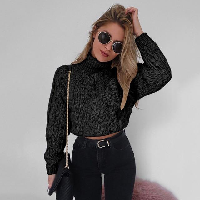 Pullovers - Retro Knitted Turtleneck Pullover