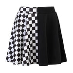 Punk Skirt Gothic Plaid A-Line Mini Skirts Plaid Patchwork Skirt-Skirts-Arimonz-Black-S-Arimonz
