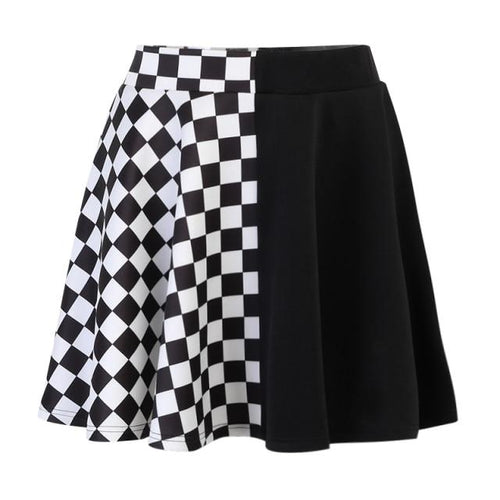 Punk Skirt Gothic Plaid A-Line Mini Skirts Plaid Patchwork Skirt-Skirts-Arimonz-Black-S-Arimonz