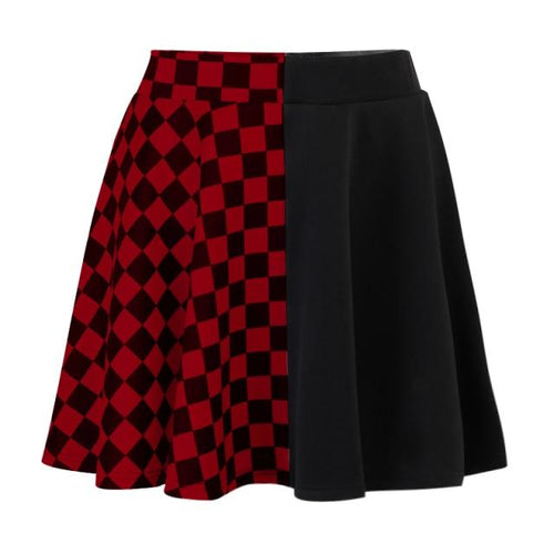 Punk Skirt Gothic Plaid A-Line Mini Skirts Plaid Patchwork Skirt-Skirts-Arimonz-Red-S-Arimonz