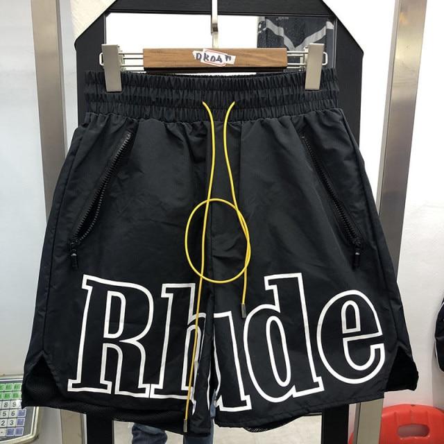 Racing Track Printing Beach Shorts Breechcloth Mesh Lining Shorts-Shorts-Arimonz-Black-S-Arimonz