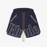 Racing Track Printing Beach Shorts Breechcloth Mesh Lining Shorts-Shorts-Arimonz-Navy Blue-S-Arimonz