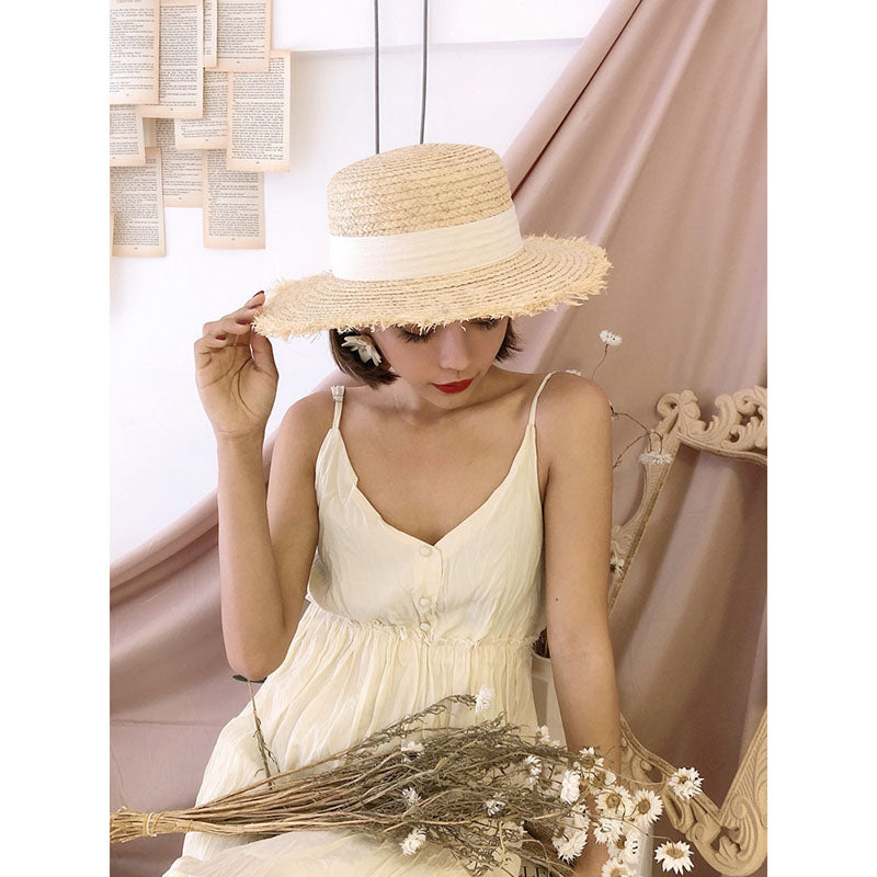 Raffia Hat Sun Visor Beach Straw Hats Women Sea Beach Leisure Hats-Summer Hats-Arimonz-Arimonz