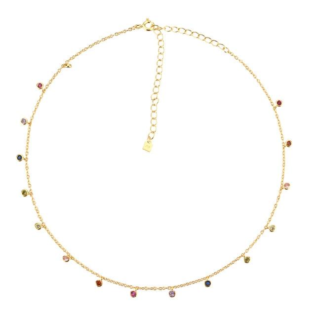 Rainbow Charm Choker Chain Necklace Beads Pendant Fine Jewelry For Women-Necklaces-Arimonz-Gold-Arimonz