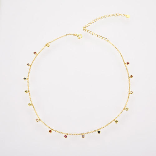 Rainbow Charm Choker Chain Necklace Beads Pendant Fine Jewelry For Women-Necklaces-Arimonz-Arimonz
