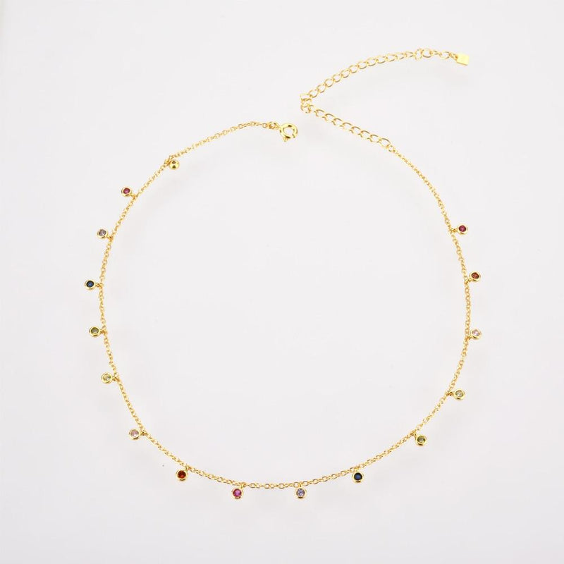 Rainbow Charm Choker Chain Necklace Beads Pendant Fine Jewelry For Women-Necklaces-Arimonz-Arimonz