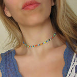 Rainbow Colored Beaded Choker Fashionable Necklace-Necklaces-Arimonz-Arimonz