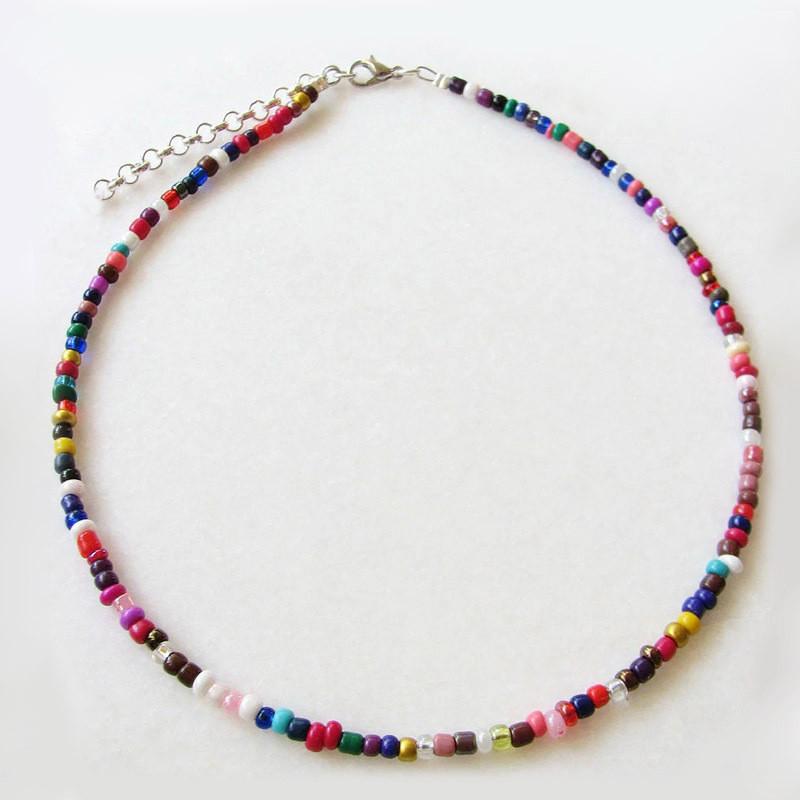 Rainbow Colored Beaded Choker Fashionable Necklace-Necklaces-Arimonz-Arimonz