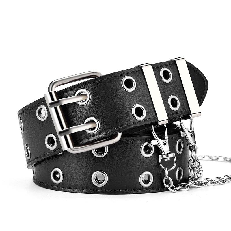 Ramone Punk Style Pin Buckle Belt-Belts-Arimonz-Black-With Chain-Arimonz