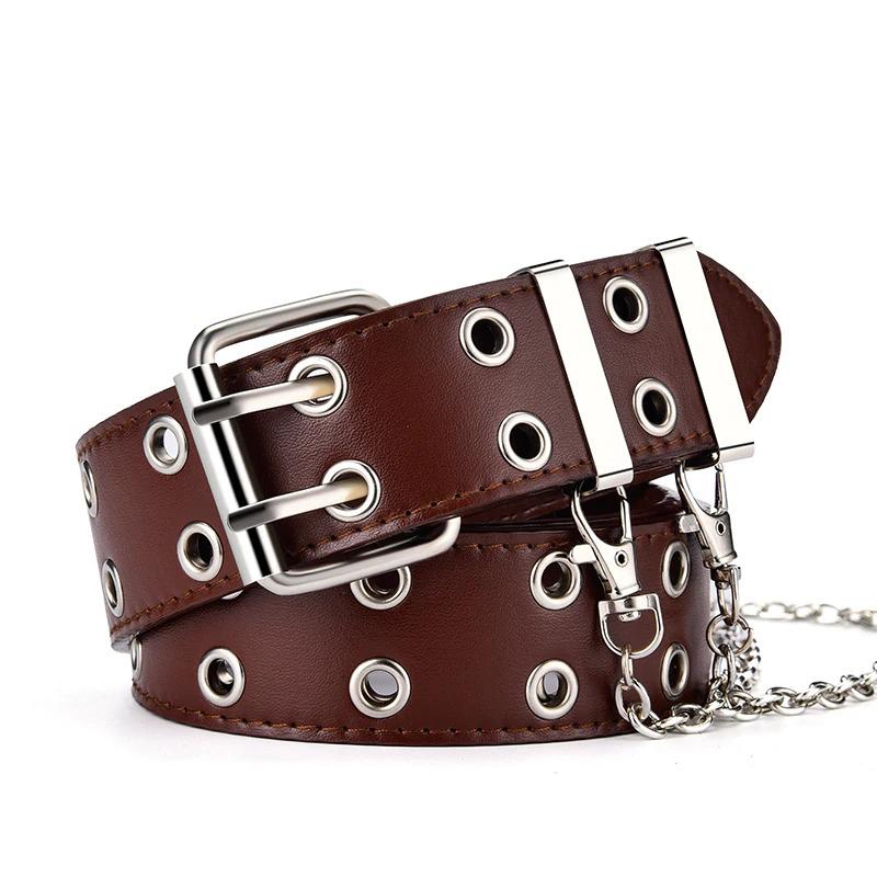 Ramone Punk Style Pin Buckle Belt-Belts-Arimonz-Coffee-With Chain-Arimonz