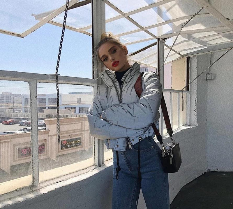 Reflective Cropped Jacket-Bomber Coats-Arimonz-Arimonz