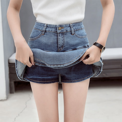 Retro Denim Shorts Skirt Women Ladies Short Skirts Jeans Short Skirts-Denim Shorts-Arimonz-Arimonz
